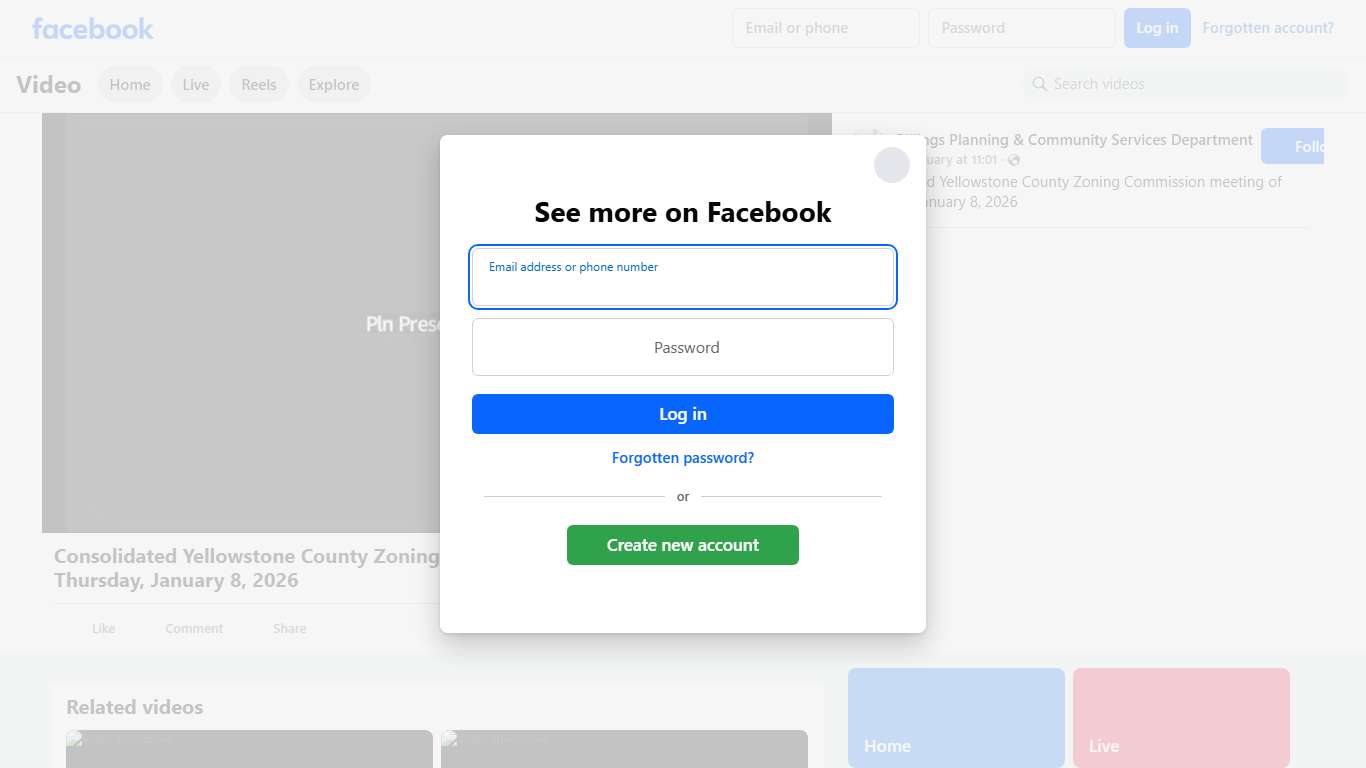 Consolidated Yellowstone County Zoning Commission meeting of Thursday, January 8, 2026 Billings Planning & Community Services Department Facebook